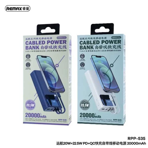 BATERIA DE EMERGENCIA RPP-535 20000MAH REMAX AZUL 22.5W