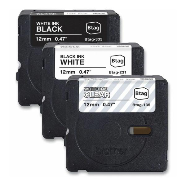 Cinta para Etiquetadora Brother Btag3m01 12MM X 4M 3PK Surtido Blanco/negro/transparente