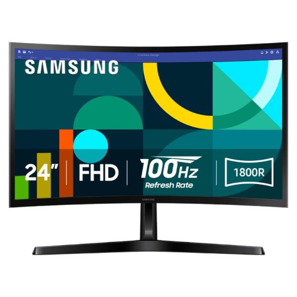 Monitor Samsung Essential S3 24" Curvo 1920 X 1080 100HZ FHD HDMI y D-SUB Ls24d366ganxza - Negro