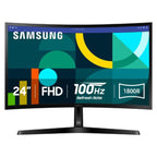 Monitor Samsung Essential S3 24" Curvo 1920 X 1080 100HZ FHD HDMI y D-SUB Ls24d366ganxza - Negro