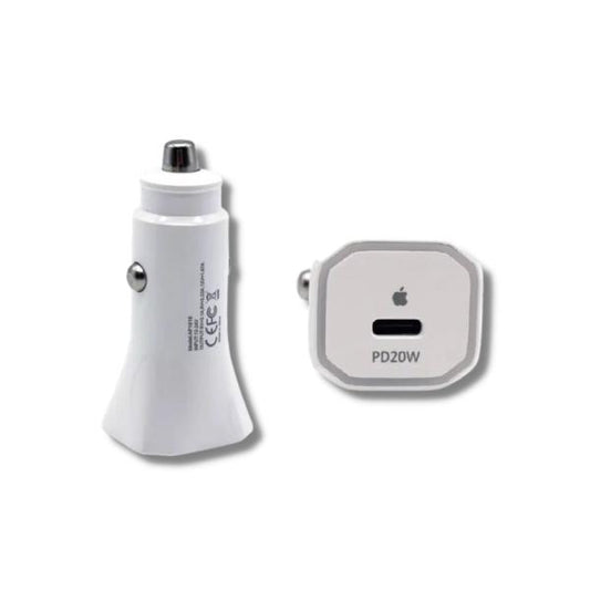 Cubo Cargador Apple Tipo C 20W Blanco para Carro