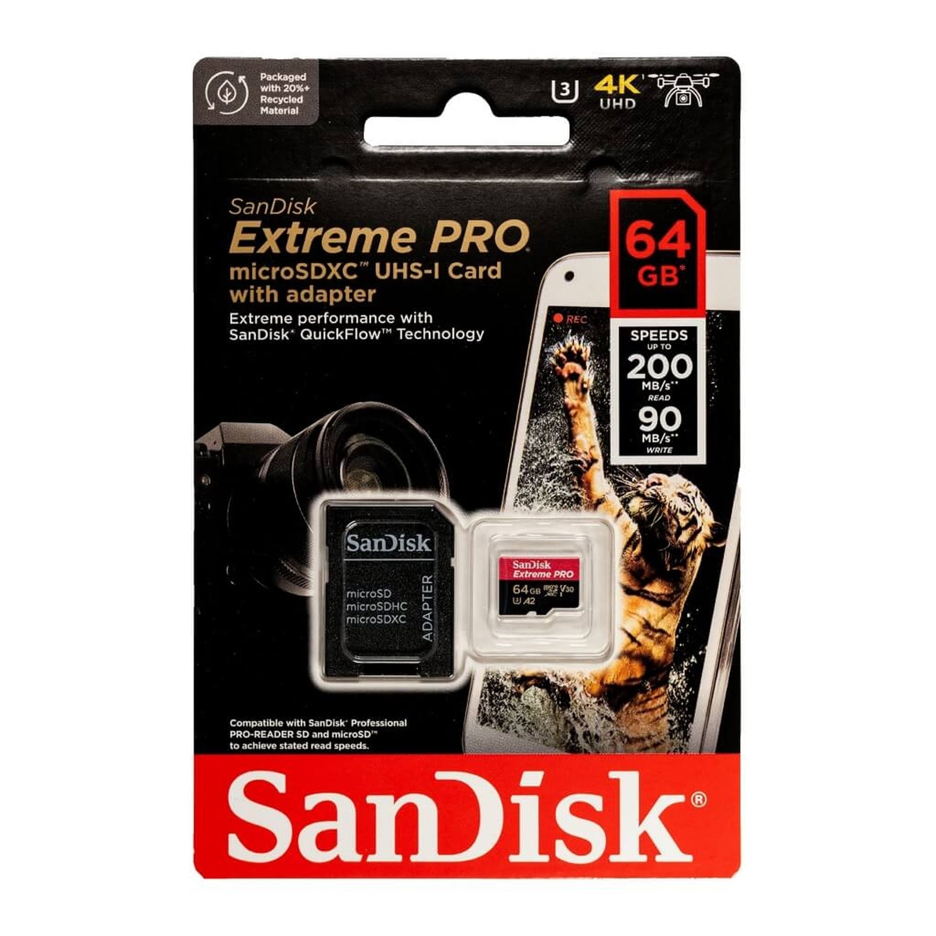 SanDisk extreme PRO tarjeta memoria 64 GB adaptador SD incluido