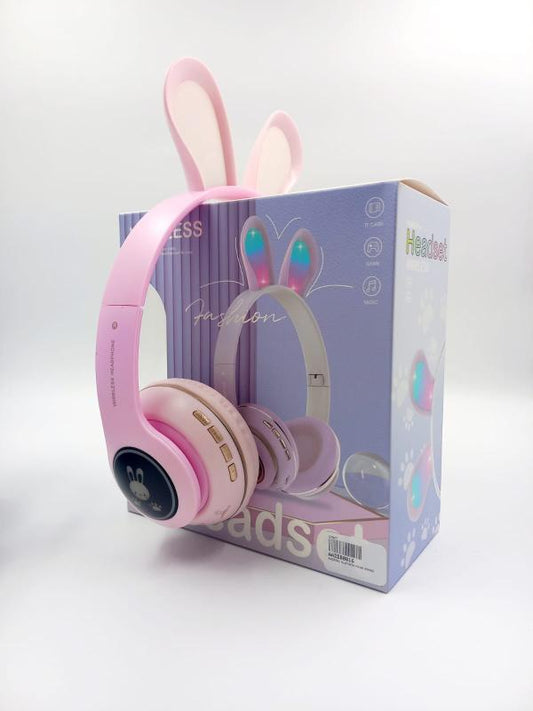AUDIFONO BLUETOOTH PM-08 OREJAS DE CONEJO ROSADO