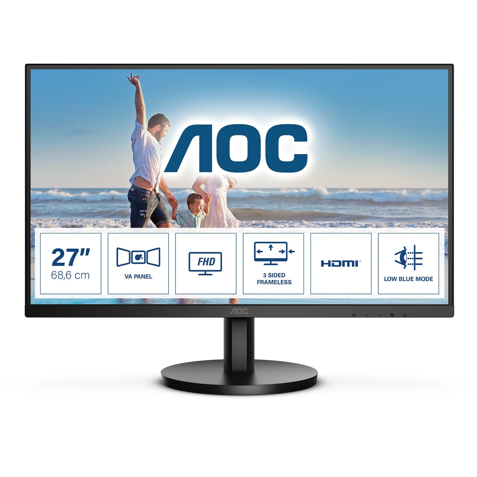 Monitor AOC 27 pulgadas 27b3hm FHD 75 Hz HDMI VGA plano slim