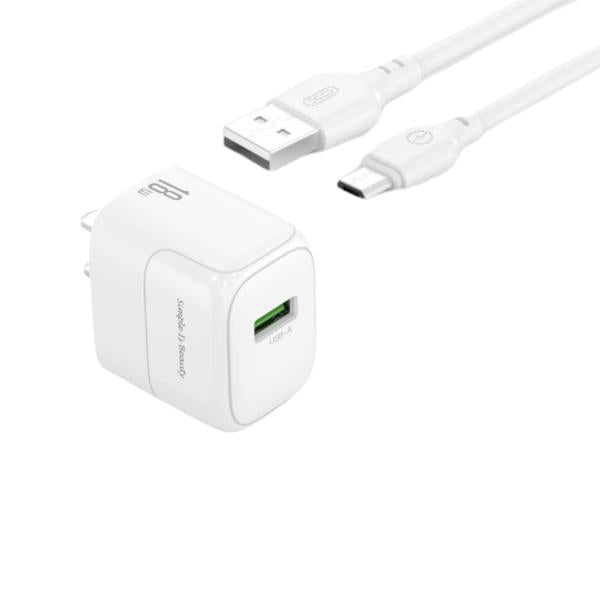 CARGADOR COMPLETO USB MICRO 25W MODELO P33 PZX BLANCO