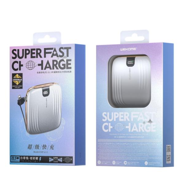 BATERIA EMERGENCIA CARGA INALAMBRICA MAGNETICA 10000 MAH MODELO PD-V10 AZEADA BLANCO
