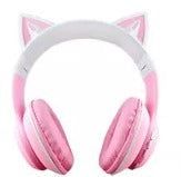AUDIFONO BLUETOOTH PM-12 OREJAS DE GATO ROSADO