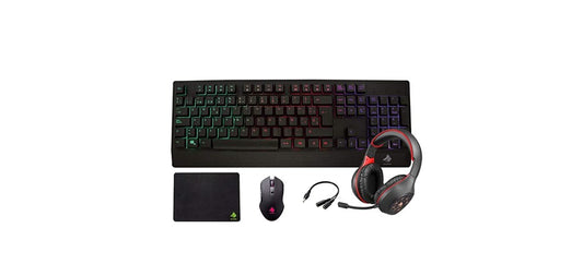KIT GAMING  EAGLE WARRIOR RHINO 4 IN 1  TECLADO RAINBOW COLOR LETTER BACKLIGHT  MOUSE   MOUSE PAD  HEADSET   (KMB302  MOM636  FXX24182  FHS3007)
