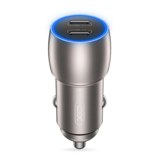 CUBO CARGADOR PARA CARRO 2 TIPO C MODELO CC51 PD40W XO GRIS