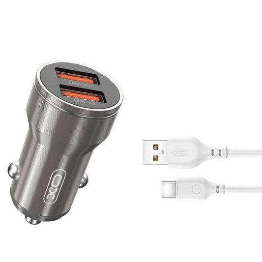 CARGADOR CARRO COMPLETO 2 USB TIPO C MODELO CC48 XO NEGRO