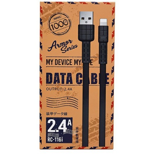 CABLE USB LIGHTNING RC-116I ARMOR REMAX NEGRO