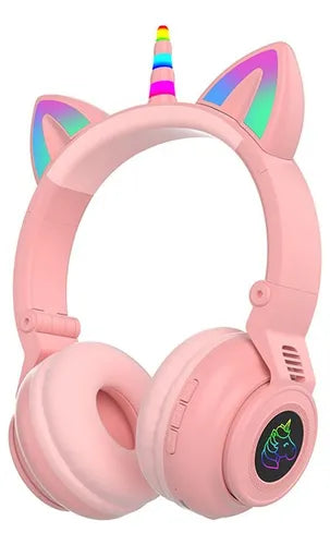 AUDIFONOS BLUETOOTH DISEÑO UNICORNIO MODELO T-327 ROSADO