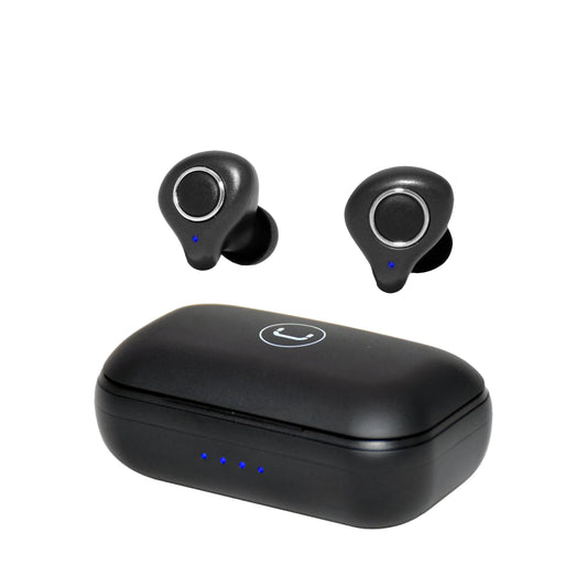 Audífonos inalámbricos UNNO TEKNO Airbuds HS7111BL en uso
