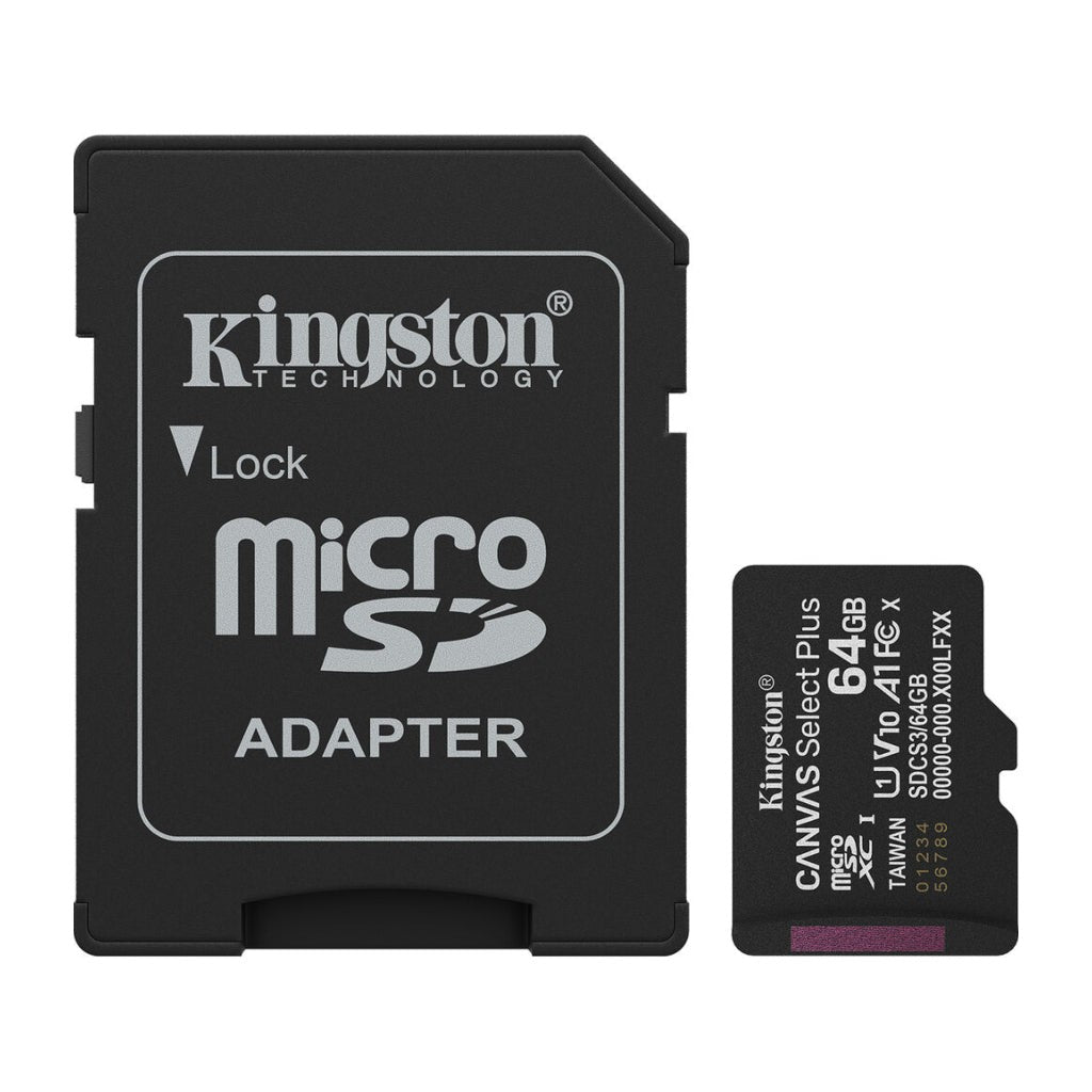 Kingston tarjeta de memoria Micro SD canvas select plus c/adaptador - SDCS3/64GB