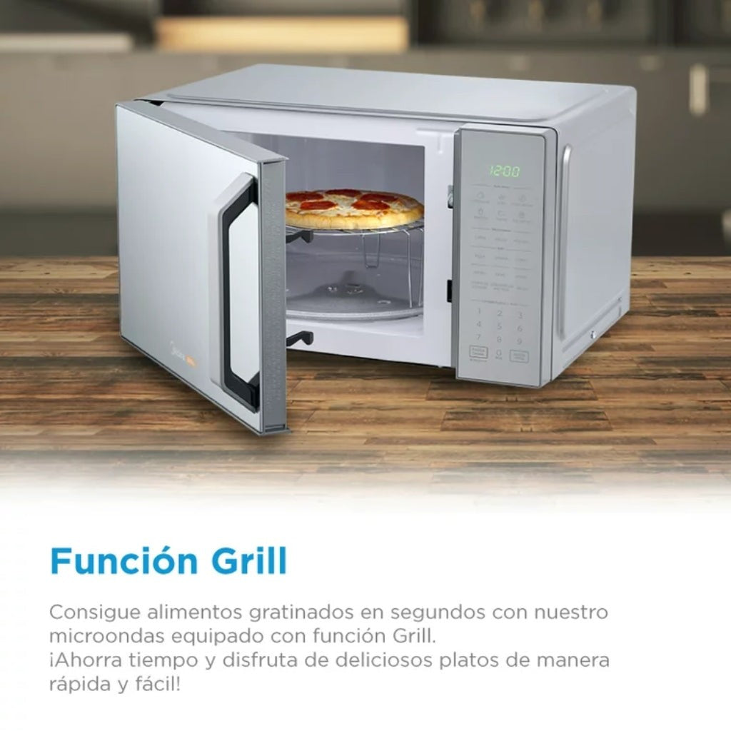 Midea microondas 1.1pc puerta acabado espejo gabinete gris con grill MMDXG11S2MG