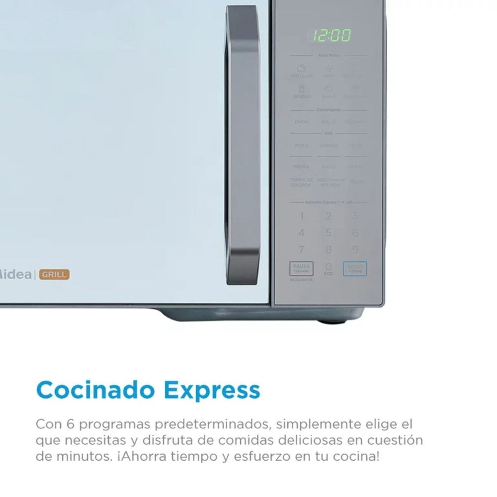 Midea microondas 1.1pc puerta acabado espejo gabinete gris con grill MMDXG11S2MG