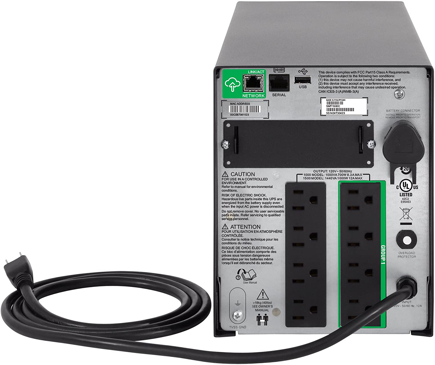 APC ups smart 1500va 120v lcd smt1500C