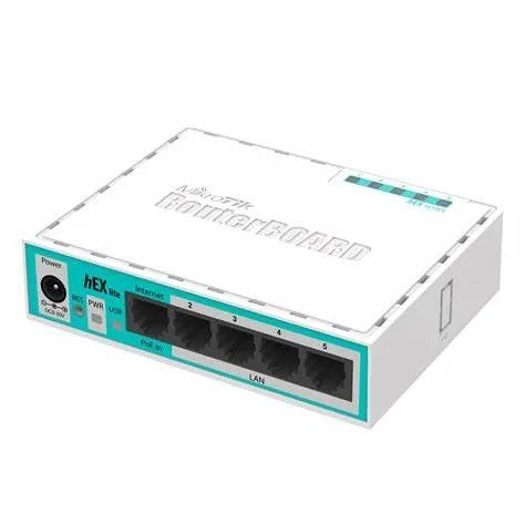 (hEX PoE LITE) RouterBoard, 5 Puertos Fast Ethernet, 4 con PoE Pasivo, 1 Puerto USB