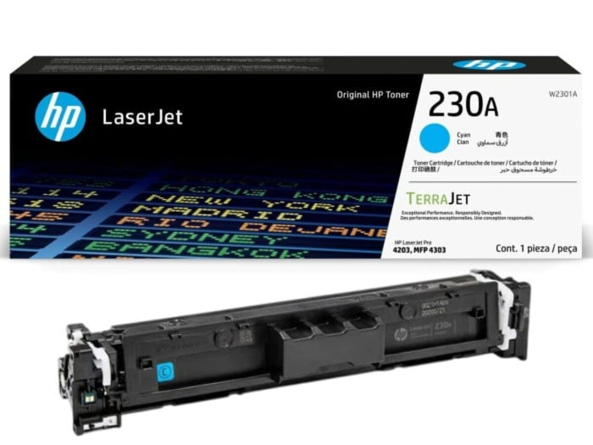 Empaque de tóner HP 230A W2301A con logo HP