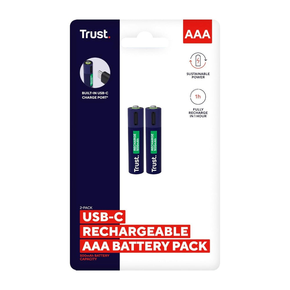Trust pilas AAA recargables en USB-C azul - 25585