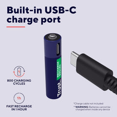 Trust pilas AAA recargables en USB-C azul - 25585
