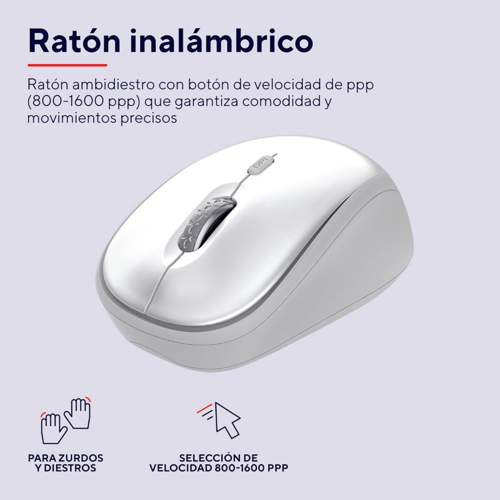 Trust ODY II teclado y raton inalámbricos y silenciosos blanco - 25467