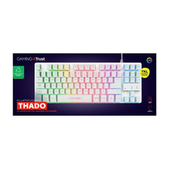 Trust teclado en español para gaming metálico LED multicolor  GXT 833 Thado TKL color blanco - 24739