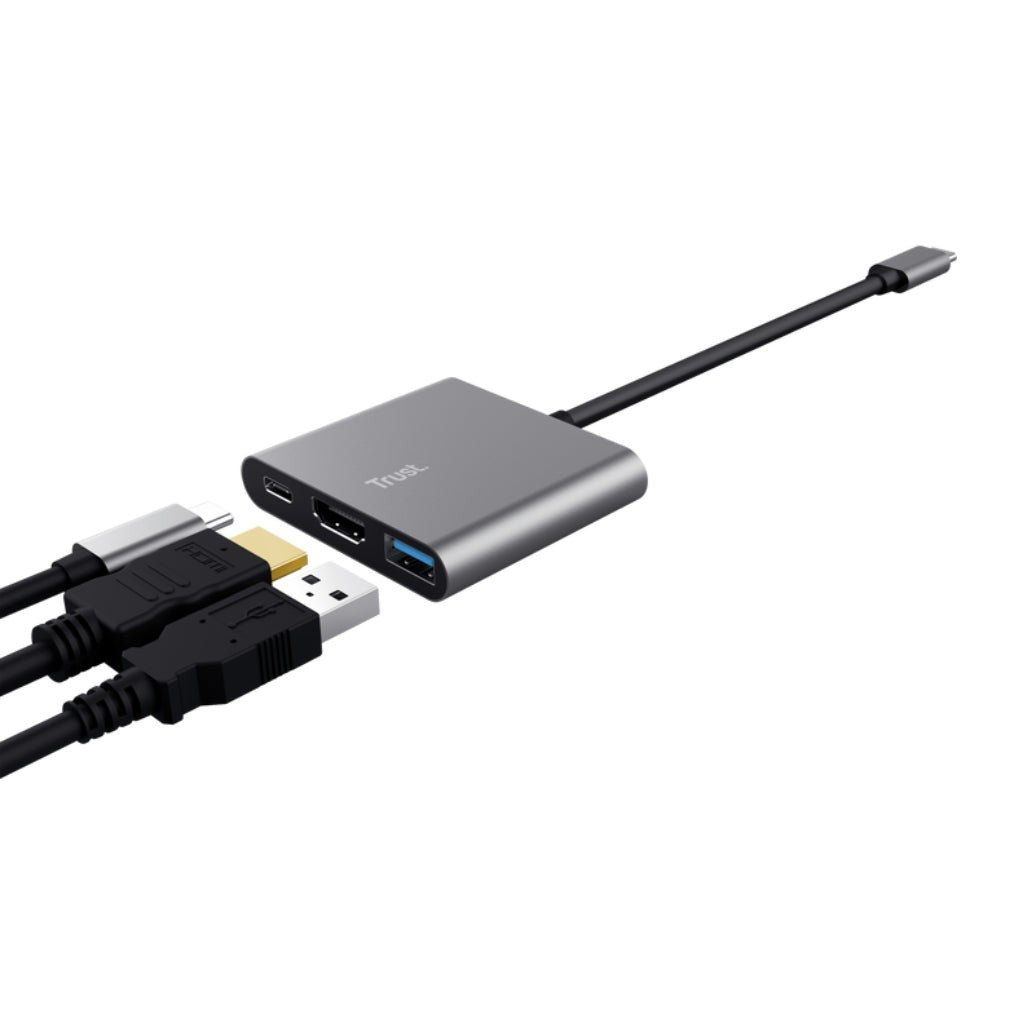 Trust adaptador 3-en-1 multipuerto USB-C-HDMI y-Tipo C - 23772