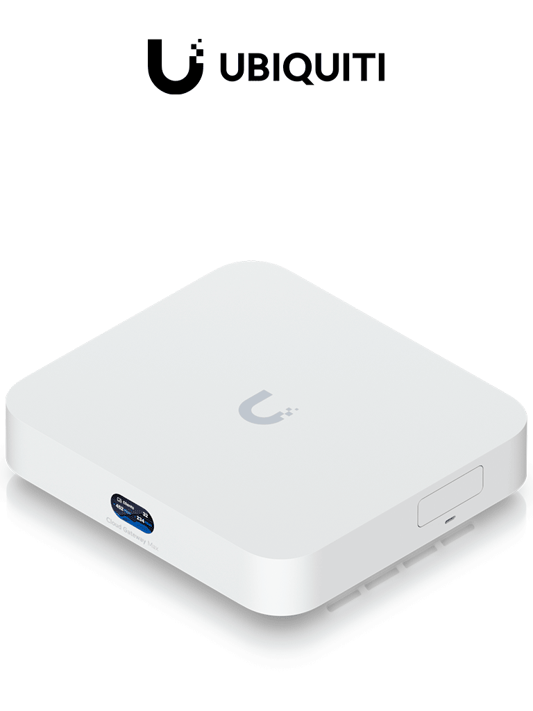 Vista frontal del UniFi Cloud Gateway MAX con puertos