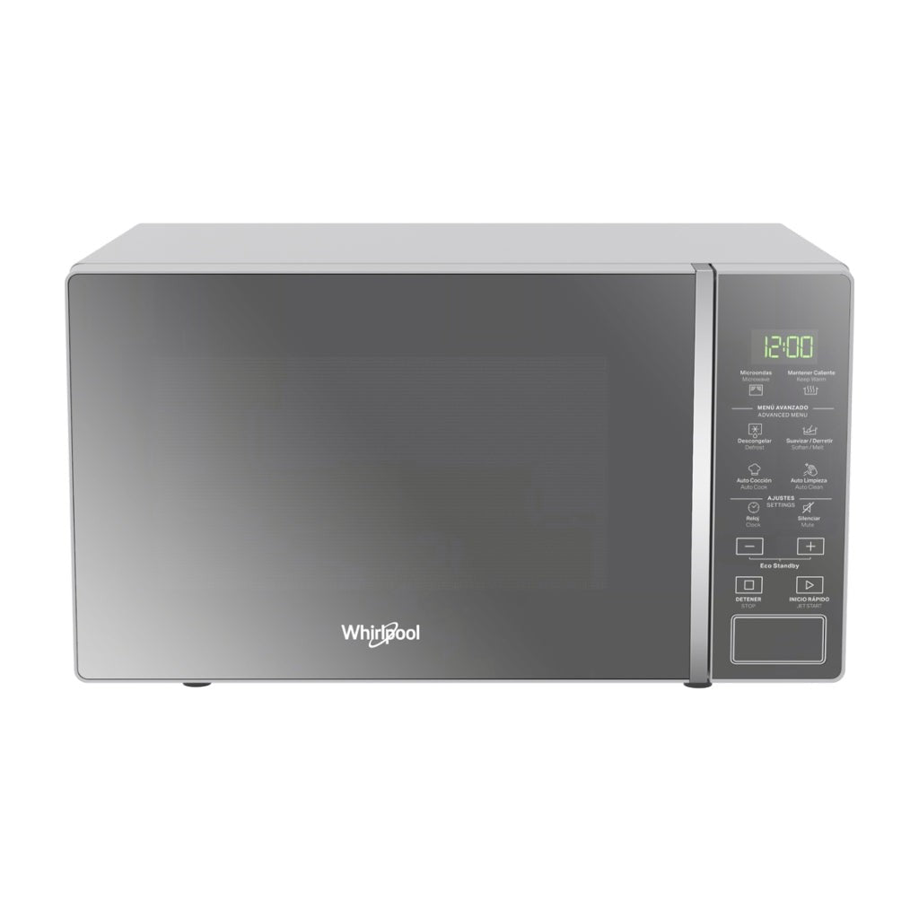 Whirlpool microondas 0.7 pies plateado acabado espejo WM1807D