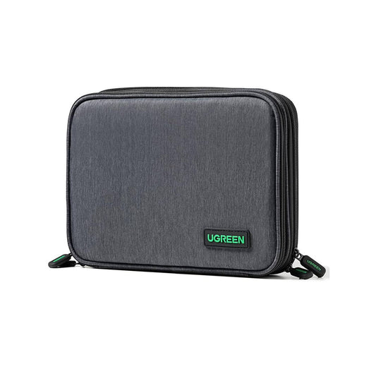 Estuche organizador UGREEN LP139 gris con cables y accesorios tecnológicos