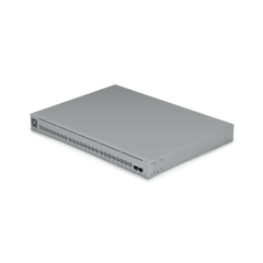 Vista frontal del switch Ubiquiti UniFi Pro Max 24 POE con puertos 2.5 GbE y 10G SFP