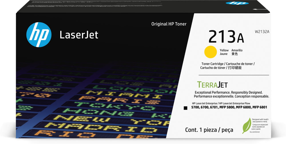 Empaque del tóner HP W2132A amarillo