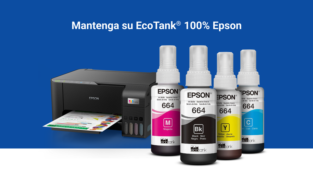 Botellas de tinta Epson T664 negro, cian, magenta y amarillo