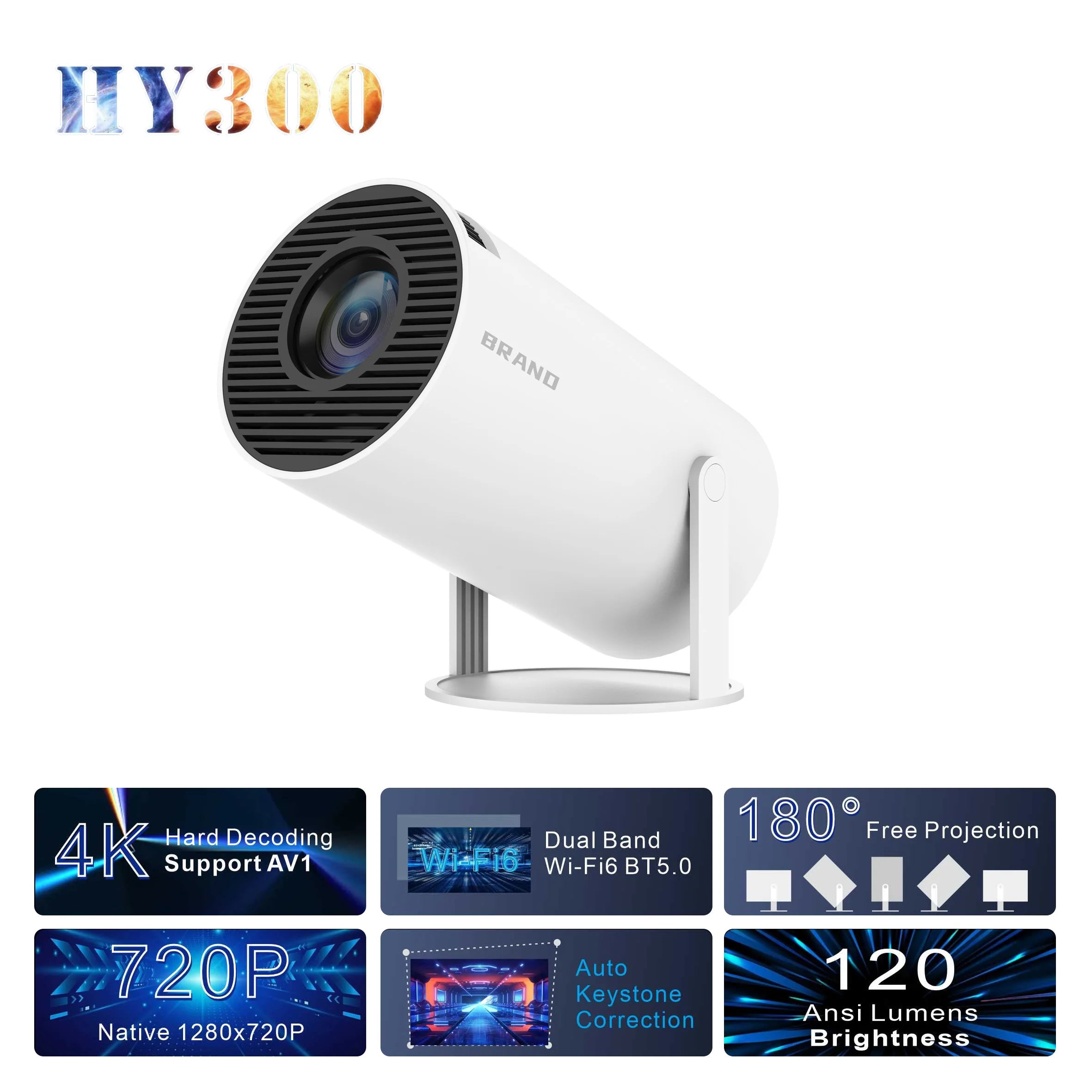 Proyector Hy300 Android 11 Wifi 180° 1280x720p Magcubic